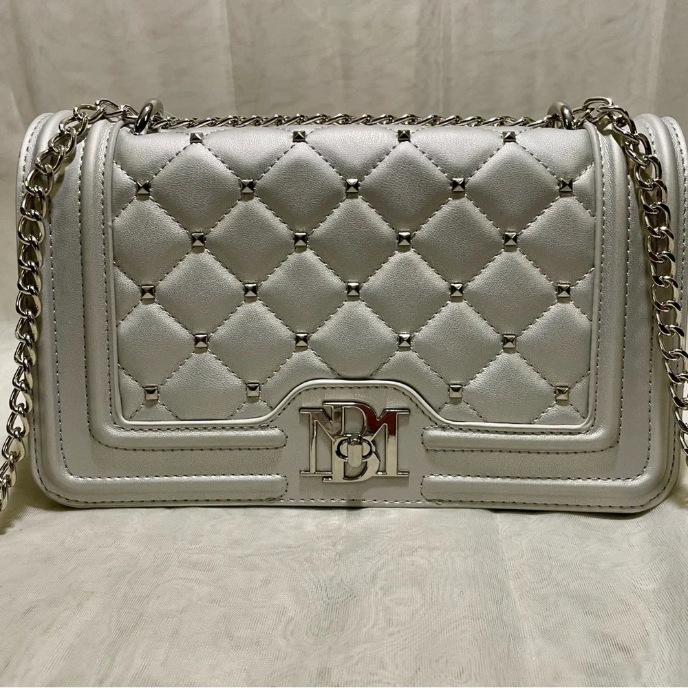 Badgley Mischka Metallic Silver Crossbody with Embellishments , NWT
